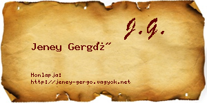 Jeney Gergő névjegykártya
